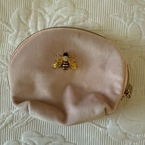 Light pink velvet pouch with bumble bee